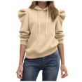 thumbnail image 1 of felwors Women's Trendy Puff Long Sleeve Drawstring Hoodies Trendy Fall Winter Casual Pullover Sweatshirts for Women 2025 Beige, XL, 1 of 5