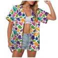 thumbnail image 1 of felwors Women's Tropical Vacation Hawaiian Shirt Pink Hibiscus Palm Leaf Print Short Sleeve Button Down Beach Casual Summer Shirt (Light Purple, XXL), 1 of 7