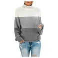 thumbnail image 1 of felwors Women's Turtleneck Batwing Sleeve Loose Oversized Knitted Pullover Sweater Jumper Tops Grey, M, 1 of 5