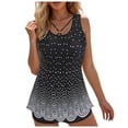 thumbnail image 1 of felwors Women's Two-Piece Polka Dot Tankini Swimsuit - Tummy Control Scalloped Ruffle Flowy Swim Top with Boyshorts(Black, XXXXL), 1 of 9