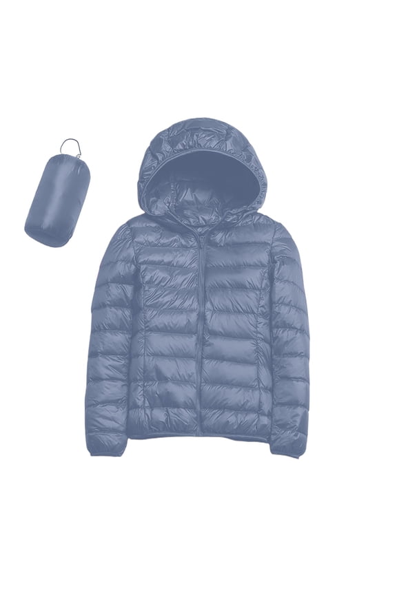 Women's Ultralight Packable Hooded Down Jacket Puffer Down Coats Blue, S