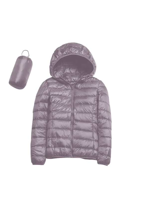 Women's Ultralight Packable Hooded Down Jacket Puffer Down Coats Light Purple, XXXXXL
