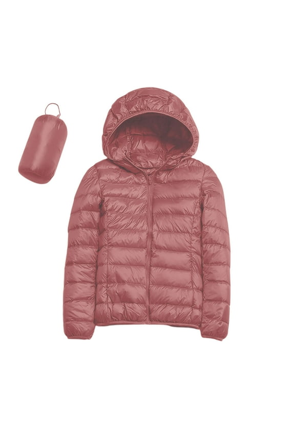 Women's Ultralight Packable Hooded Down Jacket Puffer Down Coats Red, S