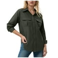 thumbnail image 1 of felwors Women's Utility Button-Down Shirt - Multi-Pocket Long Sleeve Workwear Blouse for Outdoor & Casual Wear AG, L, 1 of 7