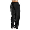 thumbnail image 1 of felwors Women's Wide Leg Sweatpants Elastic High Waist Straight Leg Sweatpants Teen Girl Baggy Sweatpants with Pockets (Black, M), 1 of 7