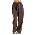 thumbnail image 1 of felwors Women's Wide Leg Sweatpants Elastic High Waist Straight Leg Sweatpants Teen Girl Baggy Sweatpants with Pockets (Brown, M), 1 of 8
