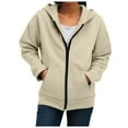 thumbnail image 1 of felwors Women's Zip Up Hoodies 2025 Oversized Sweatshirts Fashion Fall Hoodies Outfits with Pockets Long Sleeve Hooded White, S, 1 of 8