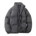 thumbnail image 1 of felwors Women's warm down jacket, high collar zip-up cotton jacket, Women's light casual down jacket Dark Gray, XXXL, 1 of 6