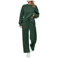 thumbnail image 1 of felwors Womens 2 Piece Outfits 2025 Fall Long Sleeve Sweatshirt Wide Leg Pants Lounge Sets Winter Sweatsuits Tracksuit Green, XL, 1 of 5