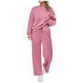 thumbnail image 1 of felwors Womens 2 Piece Outfits 2025 Fall Long Sleeve Sweatshirt Wide Leg Pants Lounge Sets Winter Sweatsuits Tracksuit Red, XL, 1 of 5
