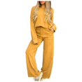 thumbnail image 1 of felwors Womens 2 Piece Outfits Fall Loose Long Sleeve Crewneck Tops and Wide Leg Long Pants Sweatsuit Lounge Sets with Pockets Yellow, S, 1 of 8