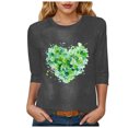 thumbnail image 1 of felwors Womens 3/4 Sleeve Crew Neck Valentine T Shirts Love Heart Printed Graphic Tee Tops (Dark Gray, XXL), 1 of 7