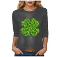 thumbnail image 1 of felwors Womens 3/4 Sleeve St. Patrick's Day T-Shirts Crew Neck Spring Graphic Tee Tops (Dark Gray, M), 1 of 7