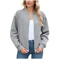 thumbnail image 1 of felwors Womens Bomber Jacket Zip Up Casual Jackets Lightweight Trendy Outerwear Coat with Pockets Grey, XL, 1 of 7
