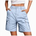 thumbnail image 1 of felwors Womens Cargo Shorts Bermuda Work Shorts with Pockets Knee Length Summer Casual Light Blue for Size L, 1 of 5