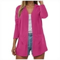 thumbnail image 1 of felwors Womens Casual Lightweight with Pocketes Long Sleeve Open Front Cardigan Hot Pink, L, 1 of 8