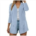 thumbnail image 1 of felwors Womens Casual Lightweight with Pocketes Long Sleeve Open Front Cardigan Light Blue, M, 1 of 8