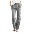 thumbnail image 1 of felwors Womens Casual Linen High Waist Pants Drawstring Loose Fit Summer Pants Trousers with Side Pockets (Grey, XXL), 1 of 2