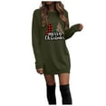 thumbnail image 1 of felwors Womens Christmas Round Neck Sweatshirt Long Sleeve Printed Shirt Dress Oversized Loose Fit Pullover Tops Dark Green, L, 1 of 7