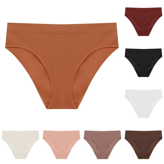 felwors Womens Comfort Revolution Modern Seamless Hi-cut Underwear, No-show Stretch Panties(Brown, M)