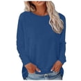 thumbnail image 1 of felwors Womens Crewneck Long Raglan Sleeve Sweatshirt Relaxed Fit Pullover Tops Blue, S, 1 of 8