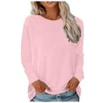thumbnail image 1 of felwors Womens Crewneck Long Raglan Sleeve Sweatshirt Relaxed Fit Pullover Tops Pink, XXXL, 1 of 8