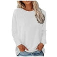 thumbnail image 1 of felwors Womens Crewneck Long Raglan Sleeve Sweatshirt Relaxed Fit Pullover Tops White, XXXL, 1 of 8