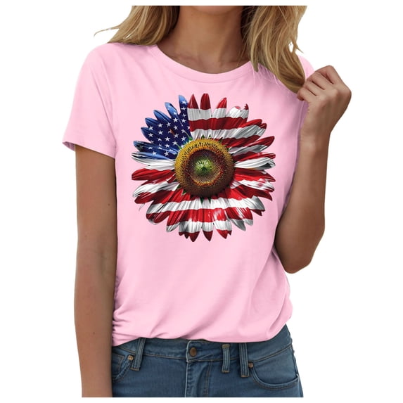 felwors Womens Dandelion Graphic T-Shirts Teen Girls Cute Sunflower Casual Tee Tops (Pink, S)