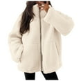 thumbnail image 1 of felwors Womens Fleece Jacket Oversized Zip Up Sherpa Fuzzy Casual Coats Winter Fall Outerwear 2025 Clothes with Pockets Beige, M, 1 of 4