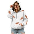 thumbnail image 1 of felwors Womens Game Day Sweatshirts Football Sequin Hoodies Tailgate Outfits Long Sleeve Zipper Sweaters with Pocket White, XXL, 1 of 4