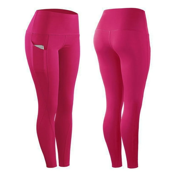 felwors Womens High Waisted Yoga Leggings Tummy Control Workout Running Yoga Pants with Pockets for Women (Pink, XXXL)
