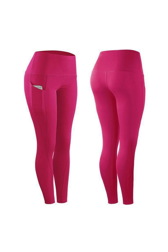 Womens High Waisted Yoga Leggings Tummy Control Workout Running Yoga Pants with Pockets for Women (Pink, XXXL)