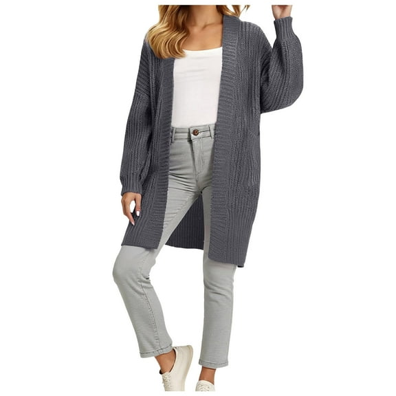 felwors Womens Long Cardigans Lightweight Open Front Long Sleeve Cardigan Sweater Dark Gray, XXXL