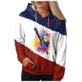 thumbnail image 1 of felwors Womens Long Sleeve Drawstring Hooded Sweatshirt, Casual Loose Pocketed Shirt Hoodie for Women Brick Red, L, 1 of 5