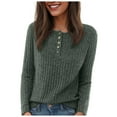 thumbnail image 1 of felwors Womens Long Sleeve Henley Shirts Button Down Tunic Tops Fall Lightweight Sweaters Business Casual Blouses 2025 Green, M, 1 of 4