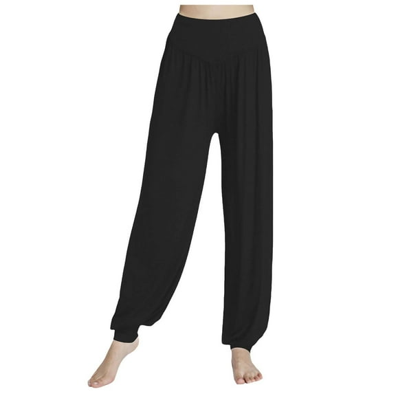 felwors Womens Modal Cotton Soft Yoga Sports Dance Harem Pants Black, XXXL