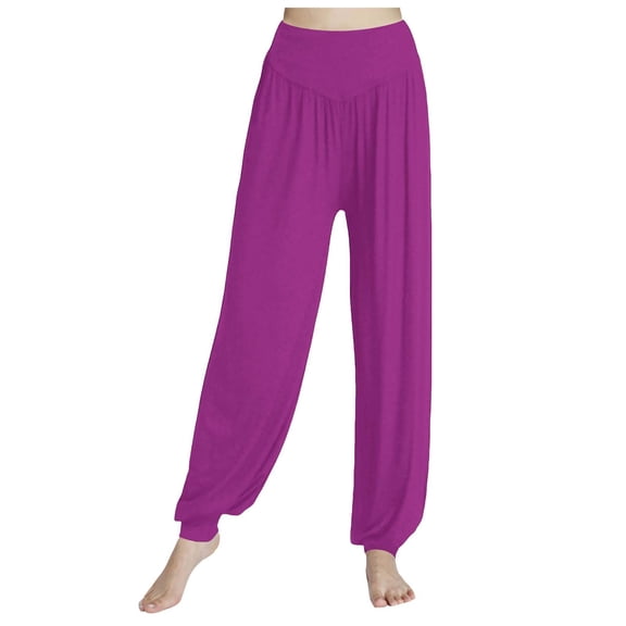 felwors Womens Modal Cotton Soft Yoga Sports Dance Harem Pants Dark Purple, XXXL