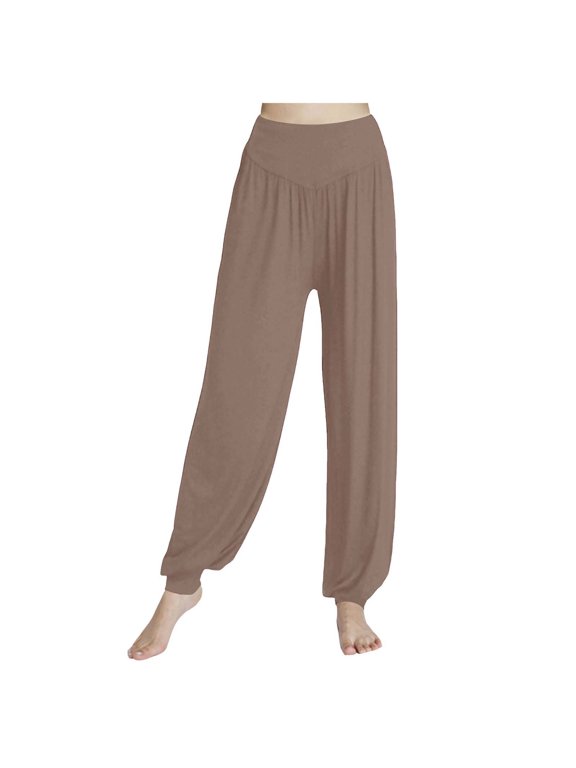 Womens Modal Cotton Soft Yoga Sports Dance Harem Pants Khaki, S