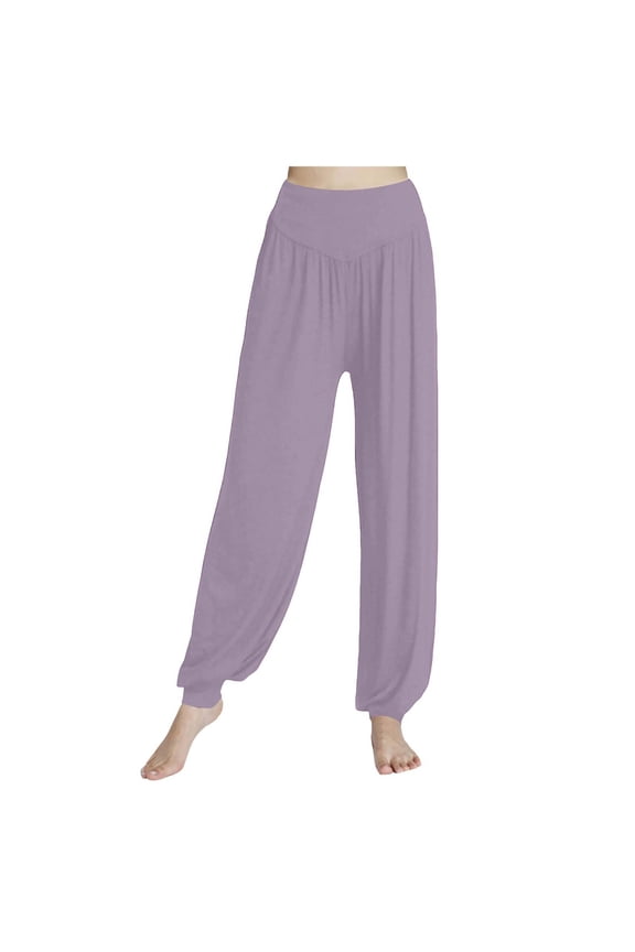 Womens Modal Cotton Soft Yoga Sports Dance Harem Pants Light Purple, XXL