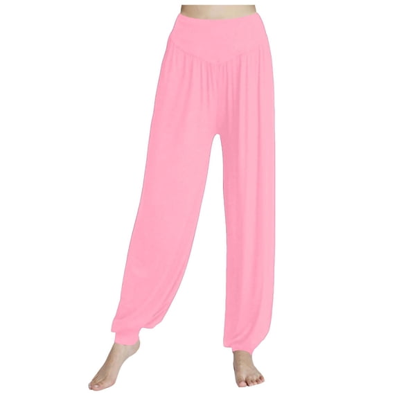 felwors Womens Modal Cotton Soft Yoga Sports Dance Harem Pants Pink, M