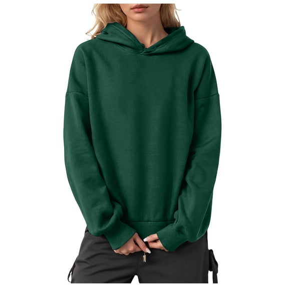 felwors Womens Oversized Hooded Sweatshirt with Kangaroo Pocket - Casual Daily Pullover for Men & Women Dark Green, M