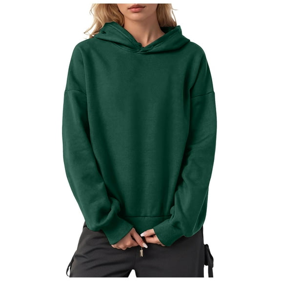 felwors Womens Oversized Hooded Sweatshirt with Kangaroo Pocket - Casual Daily Pullover for Men & Women Dark Green, XXXL