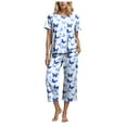 thumbnail image 1 of felwors Womens Pajama Sets, Comfy Cotton 2 Piece Lounge Sets, Woman Two Piece Pjs, Loungewear Set Women, Capri Pants Sets Dark Blue, XL, 1 of 7