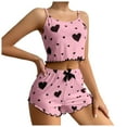 thumbnail image 1 of felwors Womens Pajama Sets Lounge Set Cute Crop Cami Top and Shorts Ribbed Sexy Sleepwear Sets 2 Piece Pink, L, 1 of 4
