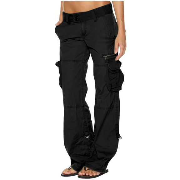 felwors Womens Relaxed Fit Baggy Cargo Pants Y2K Teen Girls Trendy Low Waist Parachute Pants Wide Leg Trousers Hiking Pants Black, XXXXL