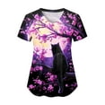 thumbnail image 1 of felwors Womens Scrub Tops Comfy Short Sleeve V-Neck Nurses Uniforms Fashion Vintage Cats Print Working Medical Scrub Shirts (Black, XXL), 1 of 7