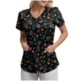thumbnail image 1 of felwors Womens Scrub Tops Cute Cartoon Animal Print Nurse Vet Pediatric Shirt Comfort Plus Size 2025 Summer Outfits S-5xl (Black, XXL), 1 of 5