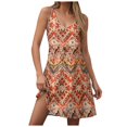 thumbnail image 1 of felwors Womens Summer Dresses 2025 V Neck Sleeveless Sundresses with Pockets Beach Vacation Clothes Floral/Plain Orange, XXXL, 1 of 7