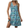 thumbnail image 1 of felwors Womens Summer Dresses 2025 V Neck Sleeveless Sundresses with Pockets Beach Vacation Clothes Floral/Plain Sky Blue, S, 1 of 6