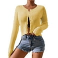 thumbnail image 1 of felwors Womens Sweater Oversized Ribbed Knit Chunky Open Front Lightweight Crew Neck Sweaters Coat with Pockets Loose Solid Cardigan Yellow, M, 1 of 5